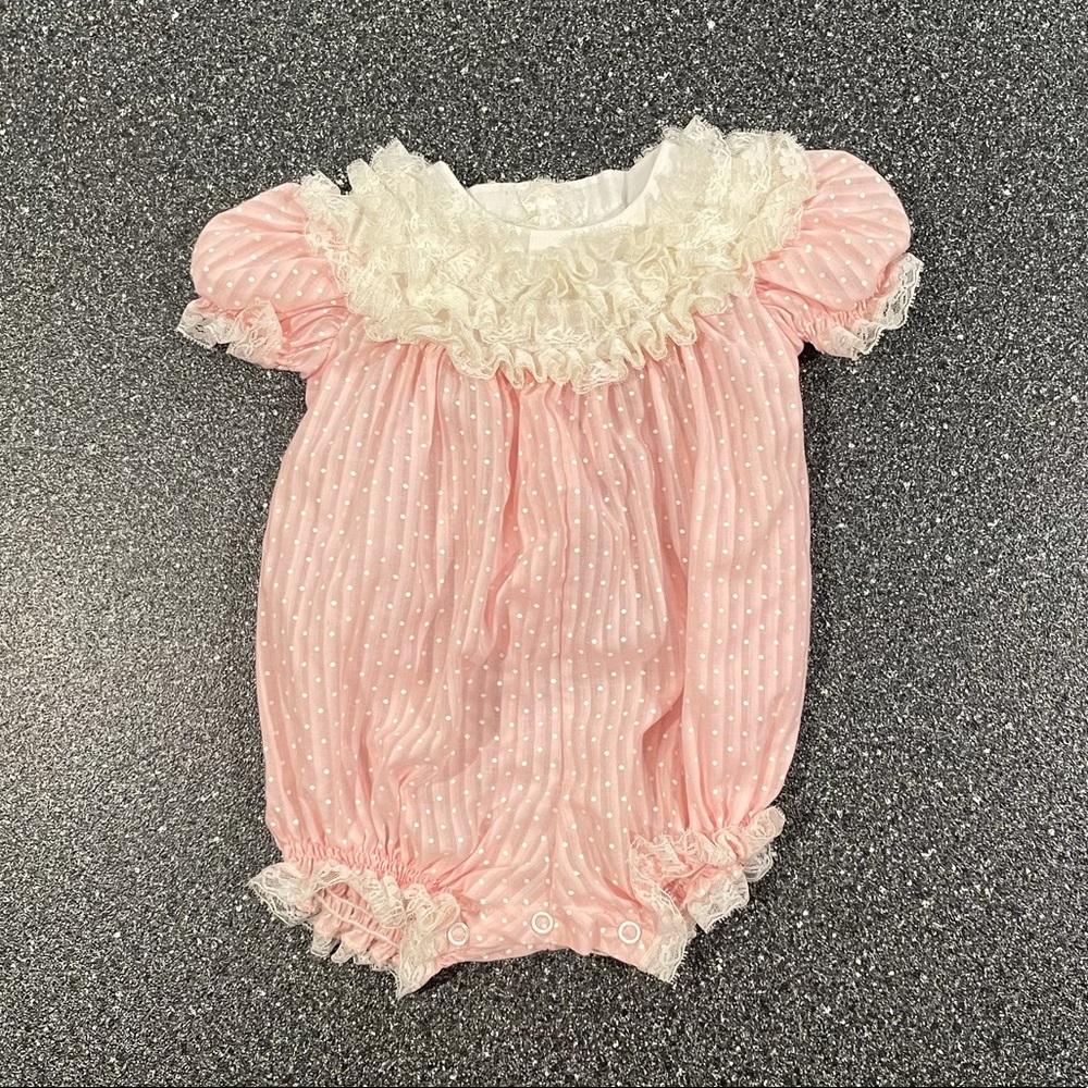 Vintage Girls 6-9 Mos. Pink Romper